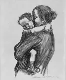 Mutter mit Jungen by Käthe Kollwitz, Original-Lithographie auf festem glatten Papier, unter Glas gerahmt, sold Nov 2007
