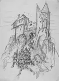 Burg Weinstein by Alfred Kubin, Bleistiftzeichnung auf chamoisfarbenem Velin, sold Nov 2007