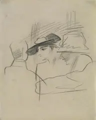 Zuschauerstudien II by August Macke, Bleistiftzeichnung auf glattem, chamoisfarbenen einfachen Zeichenpapier, sold Nov 2007