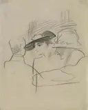 August Macke, Zuschauerstudien II, Bleistiftzeichnung auf glattem, chamoisfarbenen einfachen Zeichenpapier