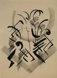 August Macke, Formen II, Schwarze Tusche, teils laviert, auf festem Transparentpapier