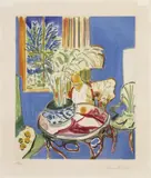 Henri Matisse, Petit Intérieur bleu, Original-Farbradierung (Aquatinta) nach einer Vorlage von Matisse. Auf Arches-Velin