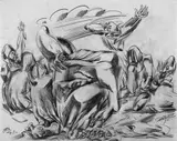 Ludwig Meidner, Prophet (Esra, Kap. 9.3), Bleistiftzeichnung auf chamoisfarbenem Velin