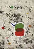 Joan Miró, Personatge I Estels I, Original-Farbradierung (Ätzung und Aquatinta) mit collagiertem Farbholzschnitt auf Arches-Velin