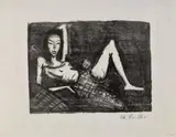 Otto Mueller, Mädchen auf dem Kanapee, Original-Lithographie auf glattem Velin