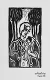 Max Pechstein, Unsere Frau, Original-Holzschnitt in Grauschwarz auf festem Velin