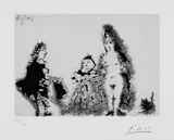 Pablo Picasso, Célestine et Fille, avec un chat et un jeune client, Original-Radierung (Aquatinta) auf Velin