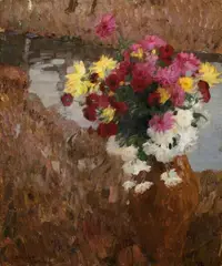 Blumen by Leo Putz, Öl auf Karton, sold Nov 2007
