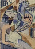 Anton Räderscheidt, Le chat protégeant la femme (La Femme au Chat bleu)