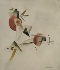 Alexander Rodtschenko, Ohne Titel, Gouache und Tuschfeder auf chamoisfarbenem Papier