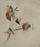 Alexander Rodtschenko, Ohne Titel, Gouache und Tuschfeder auf chamoisfarbenem Papier