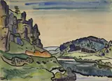 Elblandschaft by Karl Schmidt-Rottluff, Aquarell und Tuschpinselzeichnung auf Velin, sold Nov 2007
