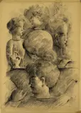 Oskar Schlemmer, Gruppe mit erhobener Hand, Sechs Köpfe