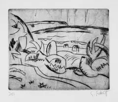 Ostseeküste by Karl Schmidt-Rottluff, Original-Radierung, tonig gedruckt, auf Velin, sold Nov 2007