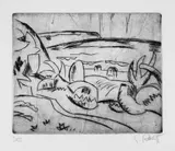 Karl Schmidt-Rottluff, Ostseeküste, Original-Radierung, tonig gedruckt, auf Velin