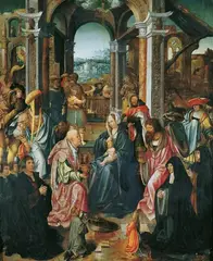 Antwerp School, ANBETUNG DER KÖNIGE., Öl auf Holz (parkettiert)
