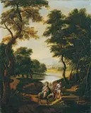 LANDSCHAFT MIT DER FLUCHT NACH ÄGYPTEN. by zugeschrieben Franz Joachim Beich, Öl auf Leinwand, sold Nov 2007