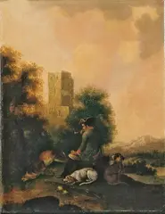 Magnus Brasch, ZWEI GEMÄLDE MIT HÖFISCHEN JÄGERN, HUNDEN UND ERLEGTEM WILD., Eines davon signiert unten links: M. Brasch i. [...] a. N. Öl auf Leinwand (doubliert). Je