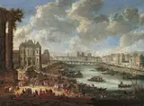 Peter  Casteels (I), ANSICHT VON PARIS MIT DER SEINE., Öl auf Leinwand