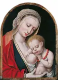 Joos van Cleve, MARIA MIT DEM SCHLAFENDEN CHRISTUSKNABEN., Öl auf Holz