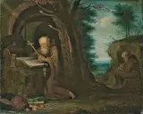 Flemish School, LANDSCHAFT MIT HL. HIERONYMUS, Öl auf Kupfer