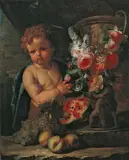 Flemish School, PUTTO MIT BLUMEN UND FRÜCHTEN.