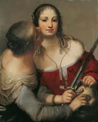 Girolamo Forabosco, JUDITH MIT DEM HAUPT DES HOLOFERNES., Öl auf Holz