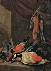 Adriaen de Gryef, STILLLEBEN MIT VÖGELN., Unten rechts signiert: AGryef. f (AG ligiert). Öl auf Holz