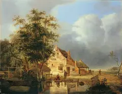 LANDSCHAFT MIT BAUERNHAUS UND WEIHER by Pieter Hofman, Öl auf Holz, offered Nov 2007