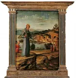 Italian School, PREDIGT DES HL. ANTONIUS VON PADUA VOR DEN FISCHEN., Öl auf Holz, parkettiert