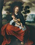 Jan Matsys, LANDSCHAFT MIT MADONNA UND KIND., Öl auf Kupfer