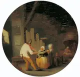 BAUERNINTERIEUR. by Umkreis Bartholomeus Molenaer, Öl auf Holz (parkettiert), sold Nov 2007
