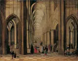 Pieter Neefs the Elder, KIRCHENINTERIEUR, Öl auf Holz (parkettiert)