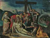 Netherlandish School, BEWEINUNG CHRISTI., Öl auf Kupfer (unter Glas gerahmt)