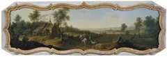 Rhenish School, LANDSCHAFT MIT JAGDGESELLSCHAFT., Öl auf Leinwand (doubliert)