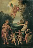 in der Art Hans Rottenhammer, ALLEGORIE DER VERGÄNGLICHKEIT DER LIEBE., Öl auf Holz