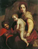MARIA MIT JESUS UND DEM JOHANNESKNABEN. by Nachfolge Andrea del Sarto, Öl auf Holz, sold Nov 2007