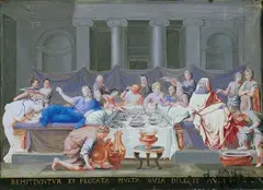 Flemish School, CHRISTUS UND DIE EHEBRECHERIN., Gouache auf Pergament. Je