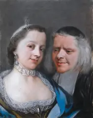 French School, JUNGE FRAU UND IHR BEICHTVATER., Pastel auf Papier