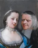 French School, JUNGE FRAU UND IHR BEICHTVATER., Pastel auf Papier