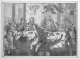 zugeschrieben Luca Giordano, DAS LETZTE ABENDMAHL., Unten links bezeichnet: Luca Giordano. Feder und Pinsel in Braun auf geripptem Papier