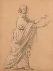 GEWANDSTUDIE. by Friedrich Wilhelm Schadow, Graphit, weiß gehöht, auf Tonpapier, sold Nov 2007