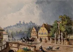 Joseph Andreas Weiss, ANSICHT VON LANDSHUT., Zwei Blätter monogrammiert und datiert: IW 1877 und 1876. Aquarell auf Papier, alt montiert.