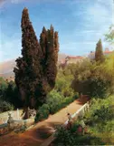 Oswald Achenbach, IM PARK DER VILLA D´ESTE, TIVOLI.
