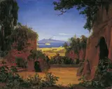 August Ahlborn, VESUVLANDSCHAFT., Signiert und datiert unten links: W. Ahlborn 1852. Öl auf Leinwand