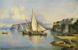 Consalvo Carelli, HAFEN VON SORRENT., Signiert und bezeichnet unten links: C. Carelli Sorrento. Öl auf Holz