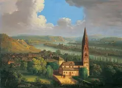 DER RHEIN BEI KOBLENZ. by Anton Diezler, Signiert und datiert unten links: Dietzler 1833. Öl auf Holz, sold Nov 2007