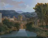 Johann Christian Eberlein, ANSICHT VON TIVOLI., Signiert, bezeichnet und datiert unten links: Eberlein Roma 1809. Öl auf Leinwand