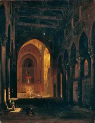 Friedrich August Elsasser, KIRCHENINTERIEUR., Signiert unten rechts: August Elsasser Rom. Verso bezeichnet: Elsasser. Öl auf Leinwand