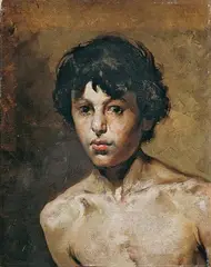 Adolfo Feragutti Visconti, BILDNIS EINES KNABEN., Monogrammiert unten links: AF. (ligiert). Öl auf Leinwand, auf Holz aufgezogen